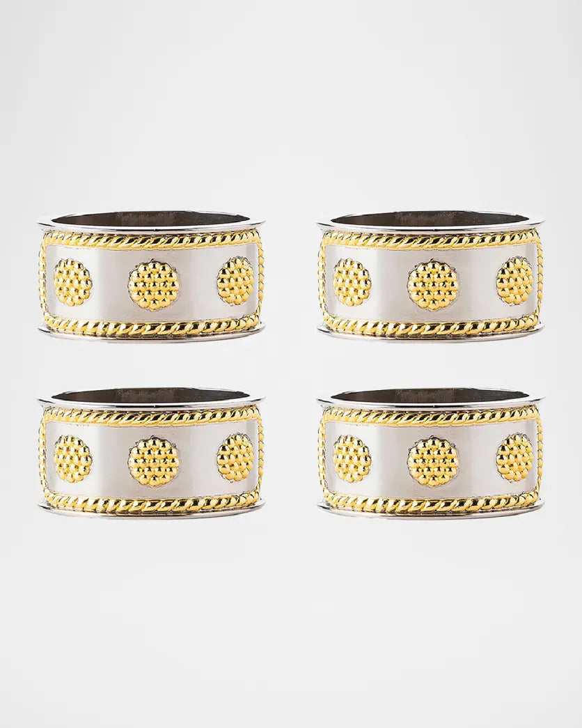 Juliska Berry & Thread Silver/Gold Napkin Ring, Set of 4-Silver/Gold