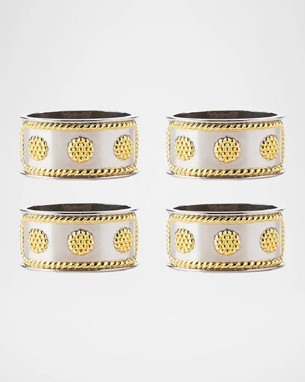 Juliska Berry & Thread Silver/Gold Napkin Ring, Set of 4-Silver/Gold