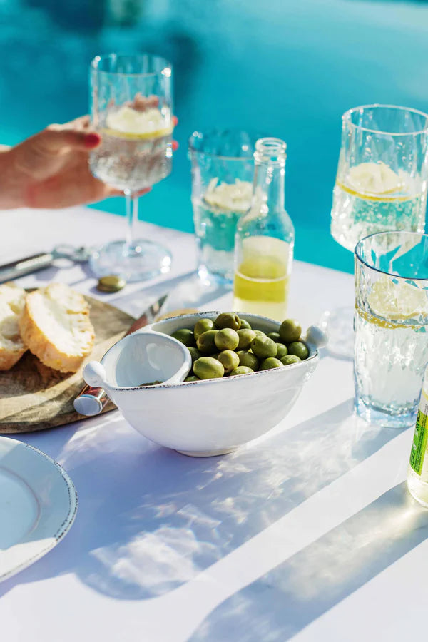 Vietri Lastra White Two-Part Olive Oil Bowl