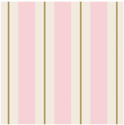 Hester & Cook Pink & Gold Awning Stripe Paper Cocktail Napkins