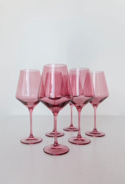 Estelle Colored Wine Glasses- Rose