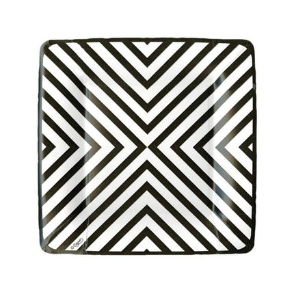 Caspari Black Chevron Paper Dessert Plates