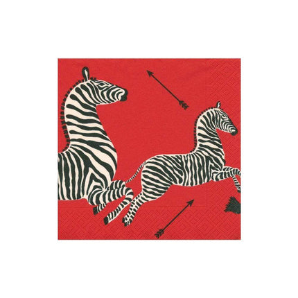 Caspari Red Zebras Paper Cocktail Napkins