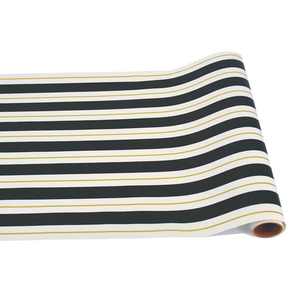 Hester & Cook Black & Gold Awning Stripe Table Runner