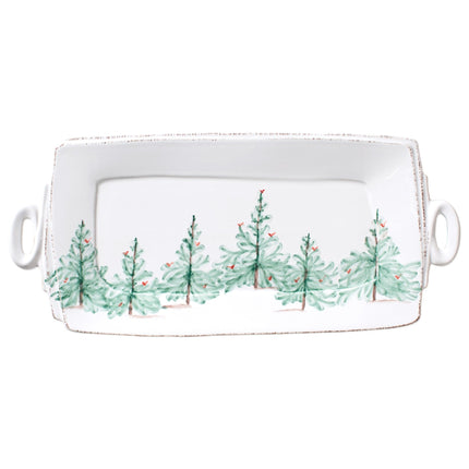 Vietri Lastra Holiday Rectangular Handled Platter