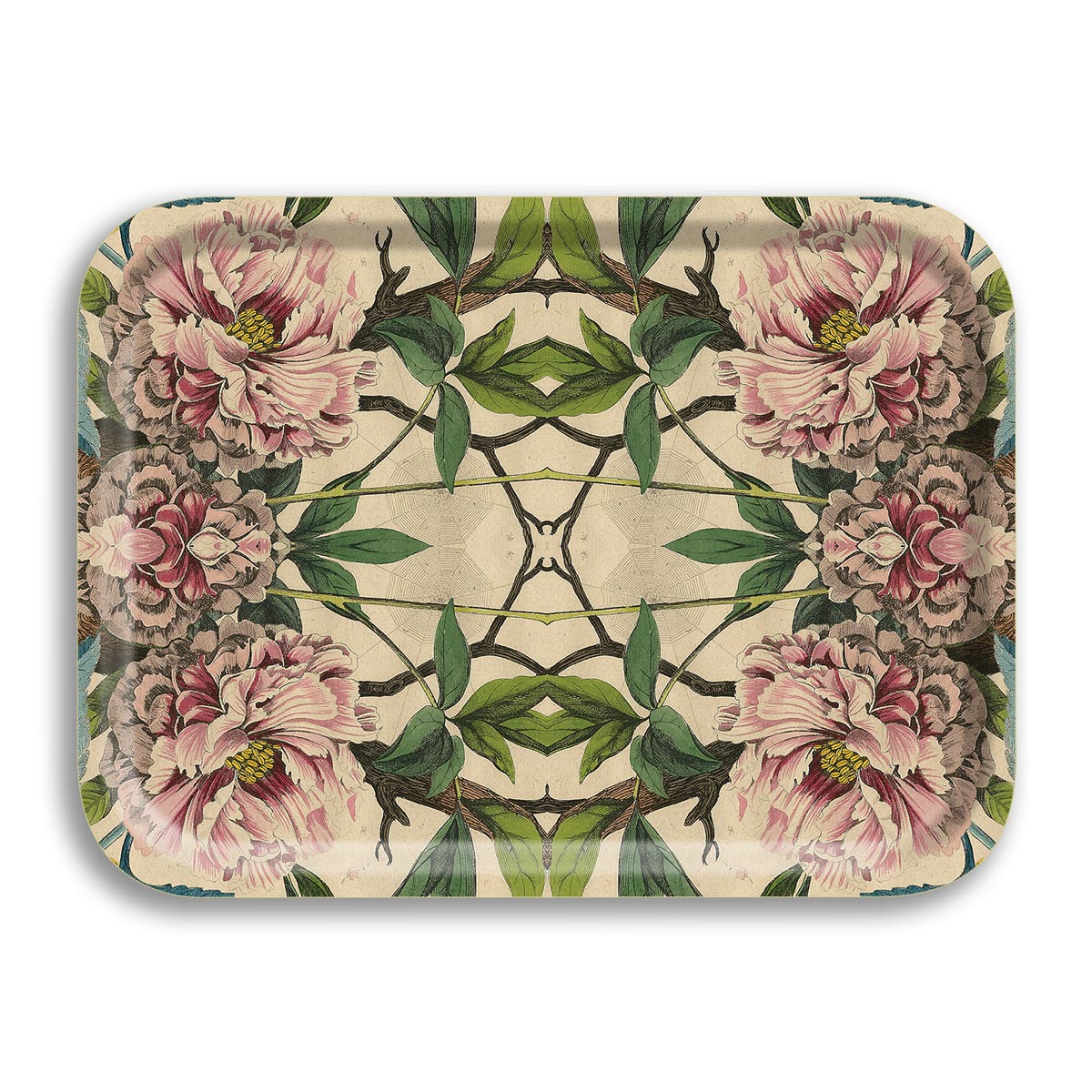 Avenida Peonies Rectangular Wood Tray